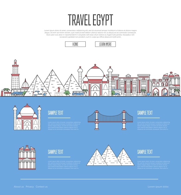 Modello web della guida di vacanza di viaggio del paese egitto