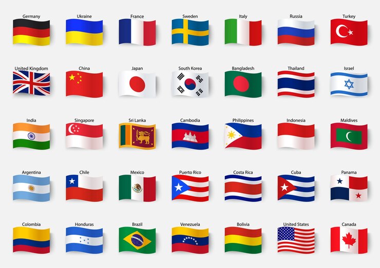 Vector 現実的なスタイルの国旗コレクション