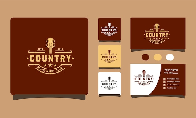 Premium Vector Classic rock country guitar music vintage retro