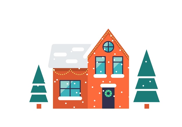 Country house flat icon Christmas private house