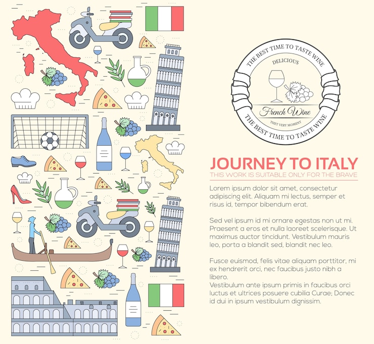 Vector 国イタリア旅行休暇ガイドグッズ