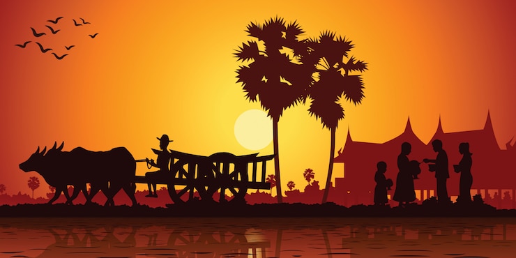 Vector country life of asia