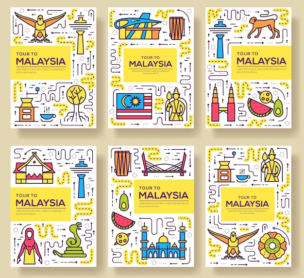 Linea sottile di carte di viaggio paese malaysia