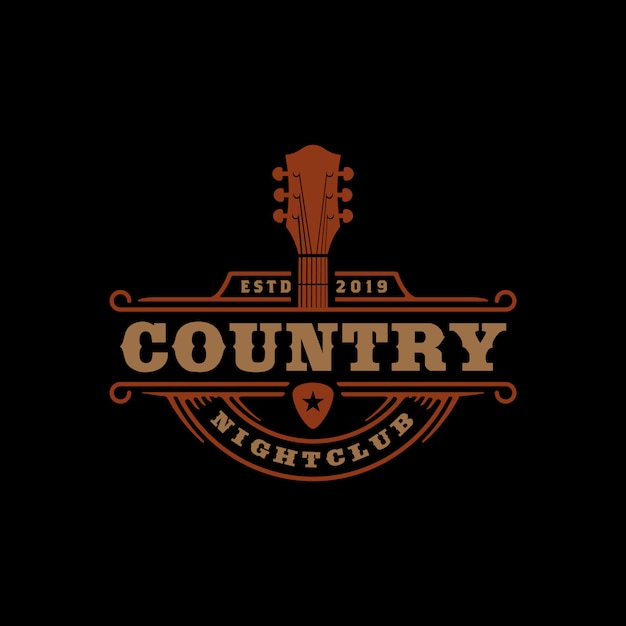 Vector country music bar typography logo design