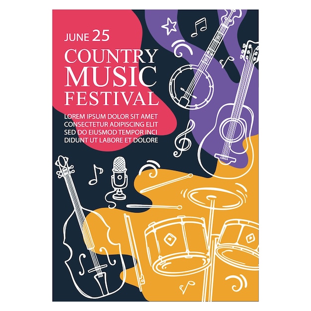 COUNTRY MUSIC FEST Vertical Banner Colorful Concert Poster