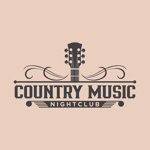 Country muziek logo ontwerp vintage