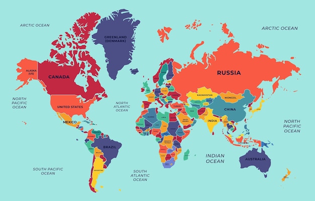 Vettore sfondo della mappa mondiale del nome del paese