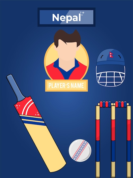 Country Nepal Cricket Icons Set