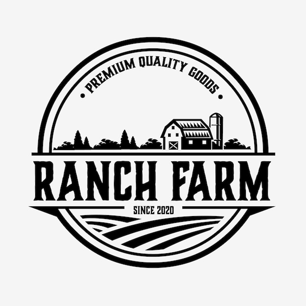 Country Ranch Farm Emblem Logo vector Design Best for Ranch Farm Related Industry Logo