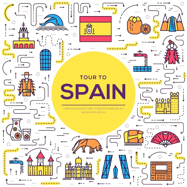 Country spain thin line travel vacation guide