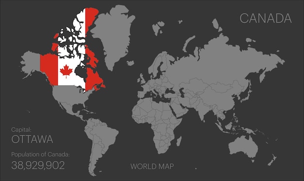 Vector country on the world map