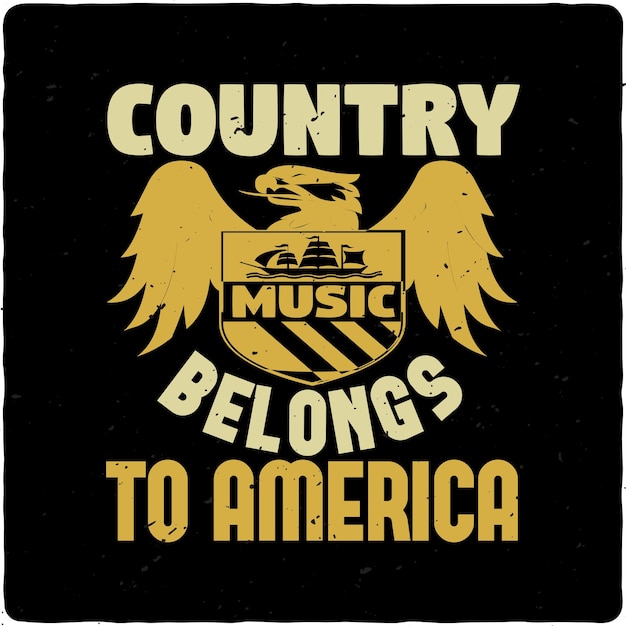 Countrymuziek behoort tot de Amerikaanse typografie Tshirt Design Premium Vector