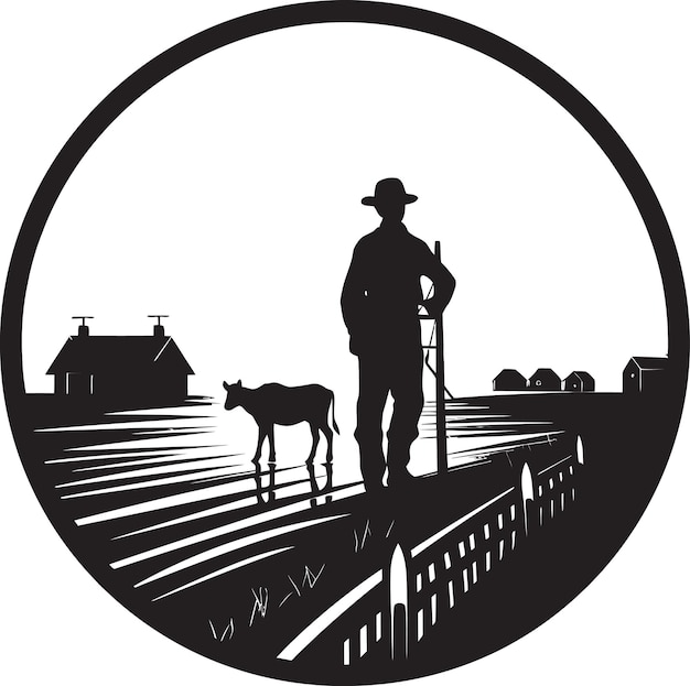 Countryside elegance agricultural farmhouse icon rustic serenity black vector logo for farm life