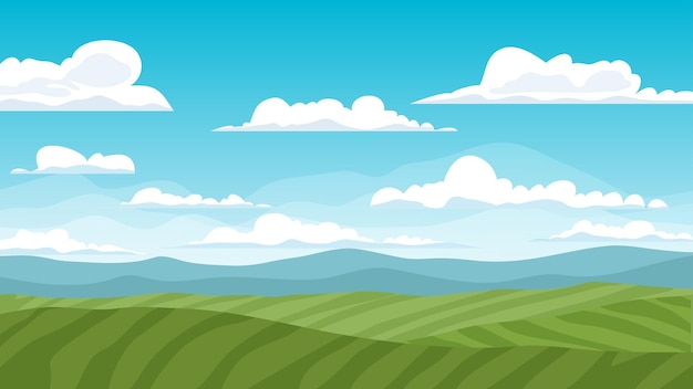 Vector countryside farm landscape in sunny day