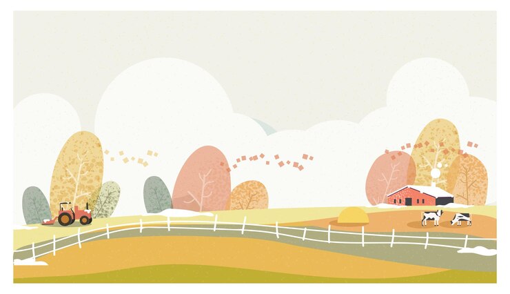 Vector 秋の田園風景、農家や田舎のバナー。