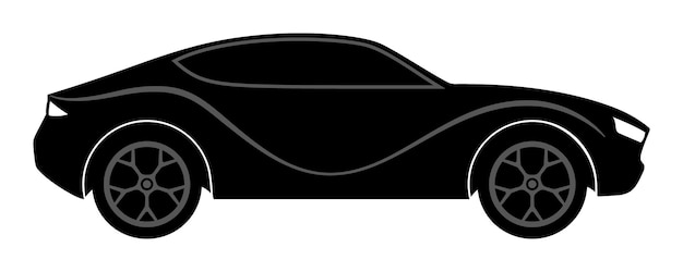 Vector coupe sports car side view black vector silhouette isolated on white background