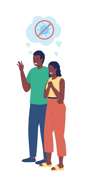 Couple not afraid of covid semi flat color vector character parents figures