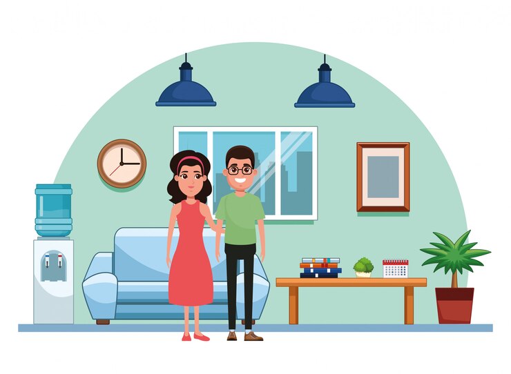 वेक्टर couple avatar cartoon character portrait
