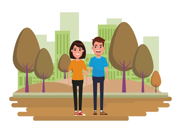 Couple avatar cartoon character portrait