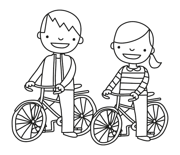 Couple biking vector illustration