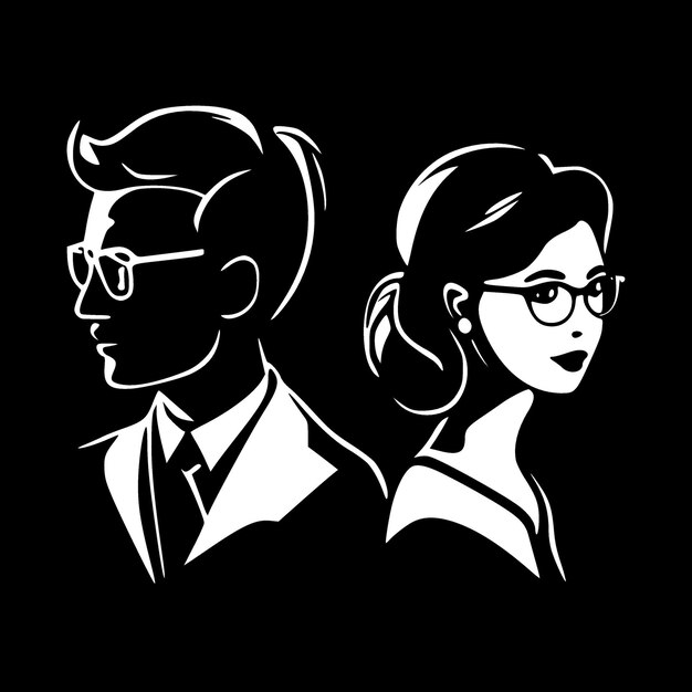 Vector couple black and white isolated icon vector illustration