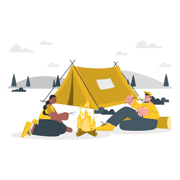 Couple Camping by the Fire