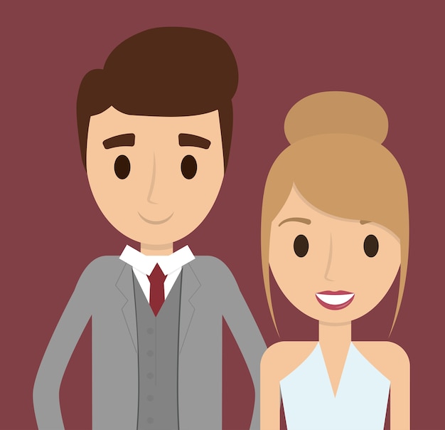 couple cartoon girl boy man woman wedding marriage icon