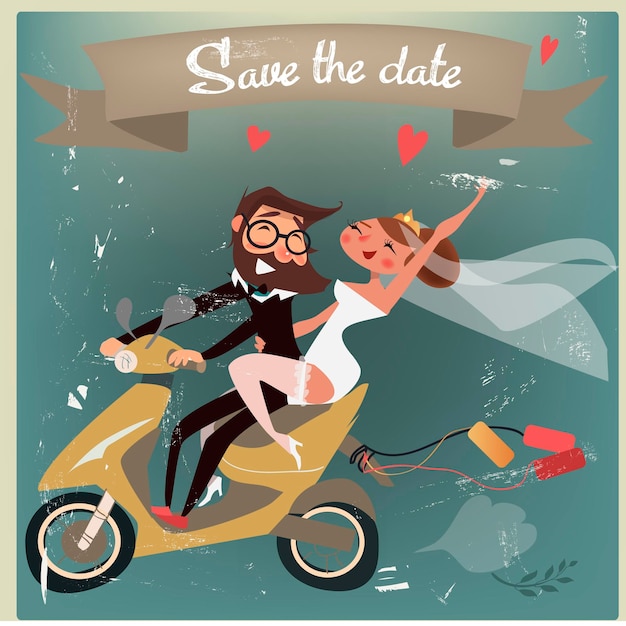 Vector couple cartoon wedding