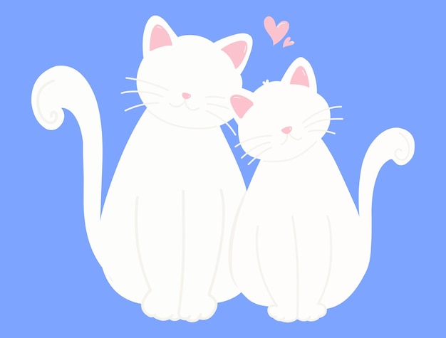 Vector couple cat vector flat ontwerp