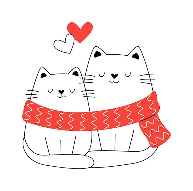 Love Cats Couple Design Romantic Vector Concept Stock Illustration -  Download Image Now - Domestic Cat, Love - Emotion, Two Animals - iStock