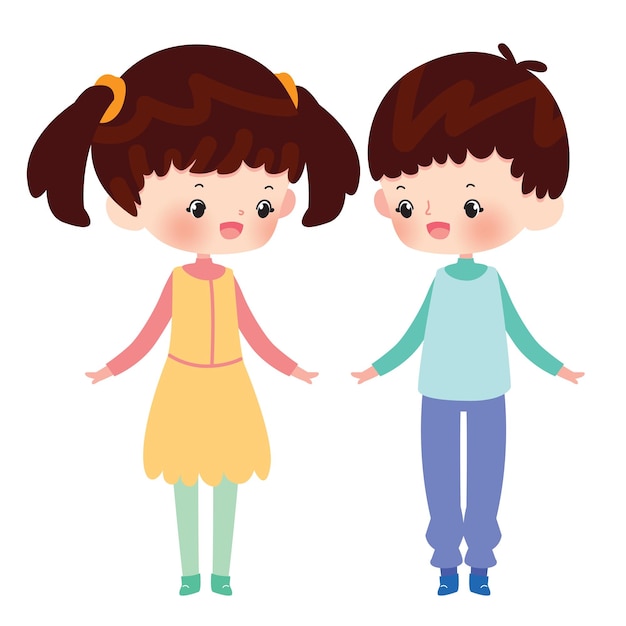 Vector couple character kid child kawaii cute baby people study