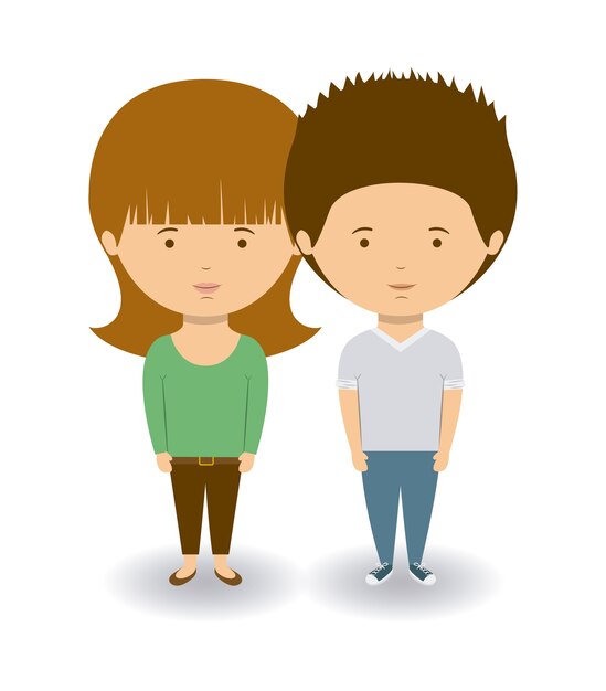 Vector couple concept with boy and girl cartoon design