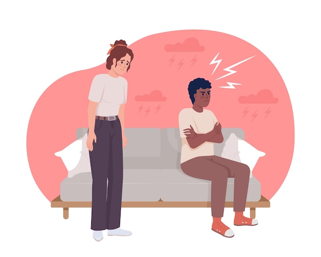 Couple conflict flat concept vector illustration