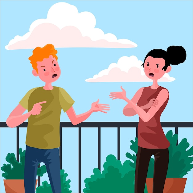Vector couple conflicts illustration concept