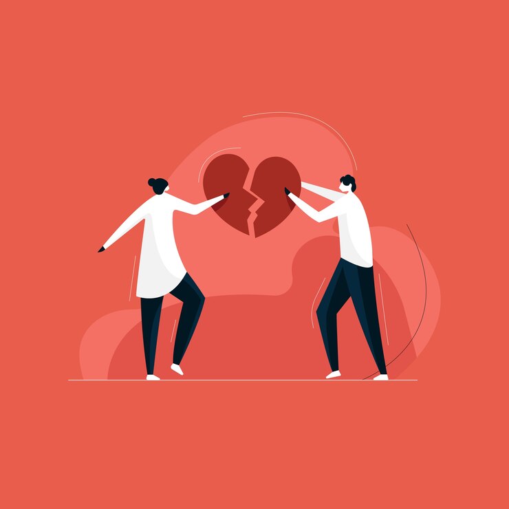 Vector couple connecting heart, young couple in love, valentine concept