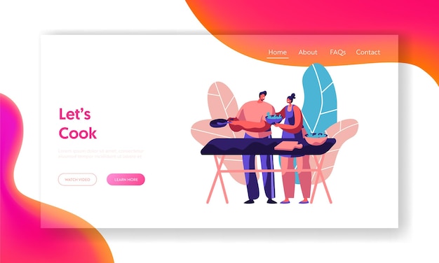 Couple Cooking Together Outdoor Landing Page.