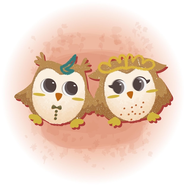 Vector couple cute owl for valentines day lovers graphic illustration 06