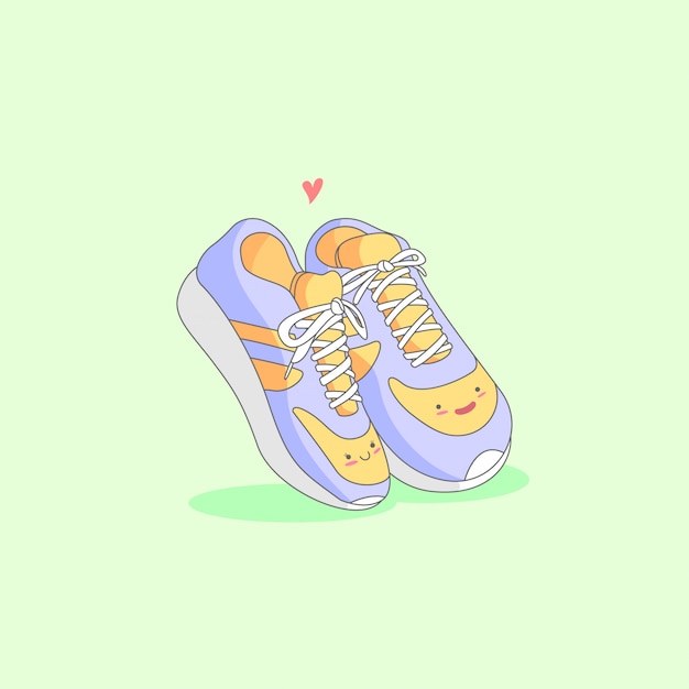 A couple of cute shoe love cartoon illustration