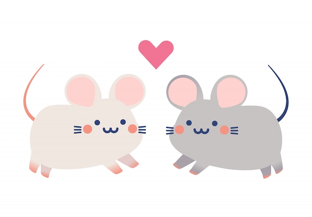 couple cute tiny rats vector