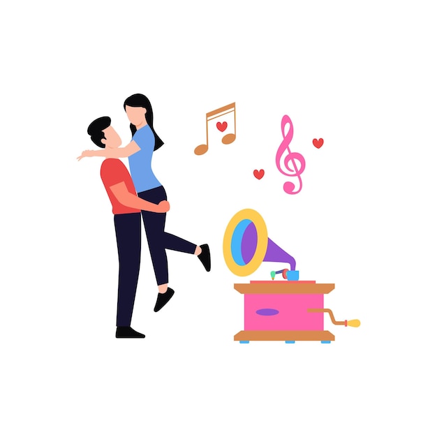 Vector couple dancing to music