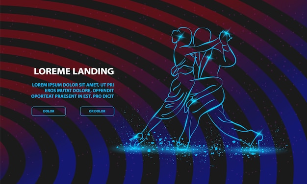 カップルダンスタンゴ ベクトルダンス ランディングページテンプレートの背景