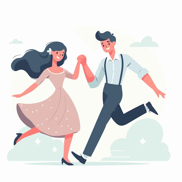 couple dancing together in a flat design illustration