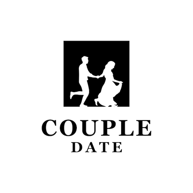 Couple date silhouette logo vector