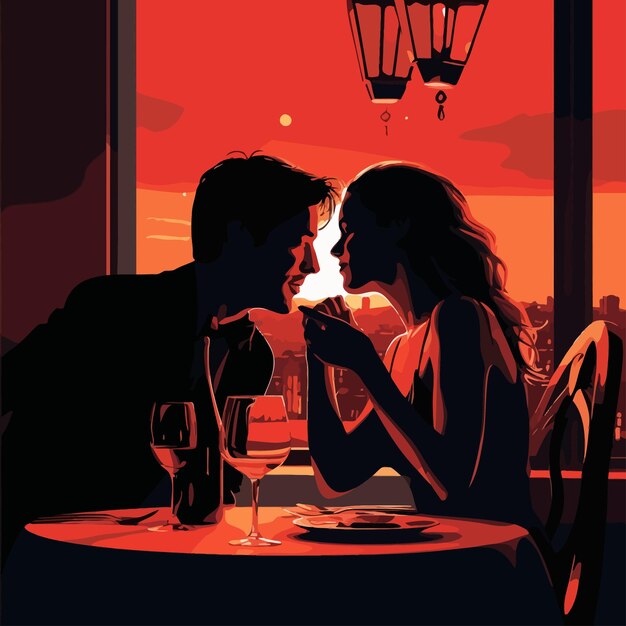 Vector couple_dinner_romantic_dinner_love_restaurant