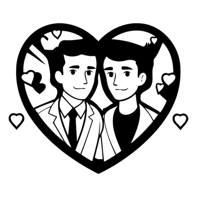 couple of doctors with heart icon cartoon vector illustration graphic design