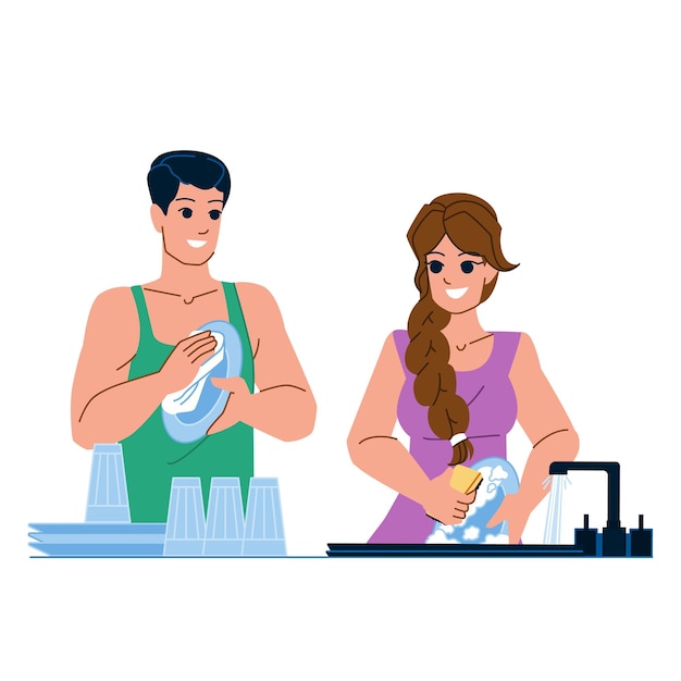 Couple doing homework vector