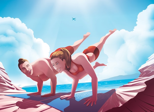 Couple doing yoga