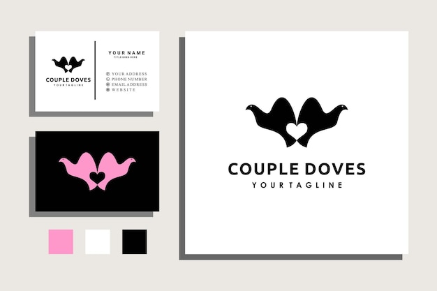 couple dove flying with love symbol logo design