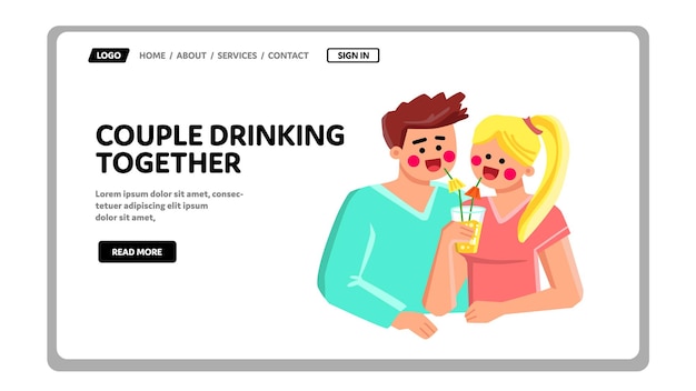 Couple drinking together vector