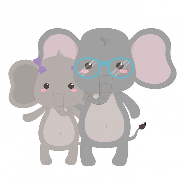 Couple of elephants  vector illustrator